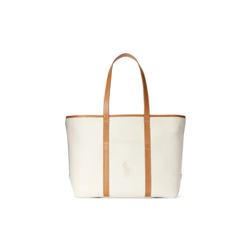Polo Ralph Lauren Холст с кожей Комбинированный Тоут Сумка Средний Женская Белая