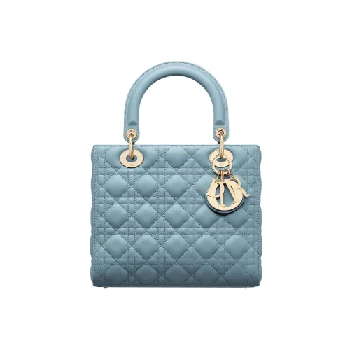 DIOR Lady Dior Sheepskin Сумка Lady Dior Сумка через плечо Сумка среднего размера Женская Небесно-голубая