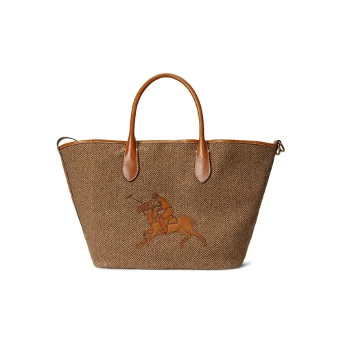 Polo Ralph Lauren Ткань Коровья Кожа Сумка Средняя Женская Коричневая