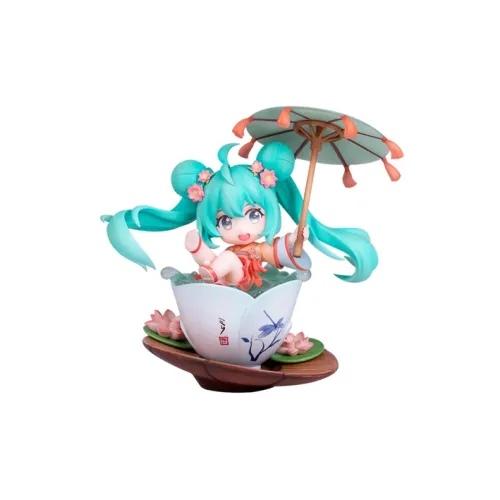 Sky-Reaching Hatsune Miku Playful in the Lotus Pond Чиби Фигурки 15 см