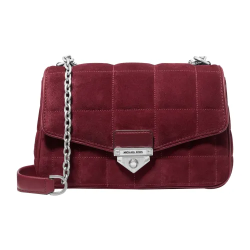 MICHAEL KORS SOHO совместная бренд Замша с гладкой кожей Портативная сумка через плечо сумка на плечо Женская Красная