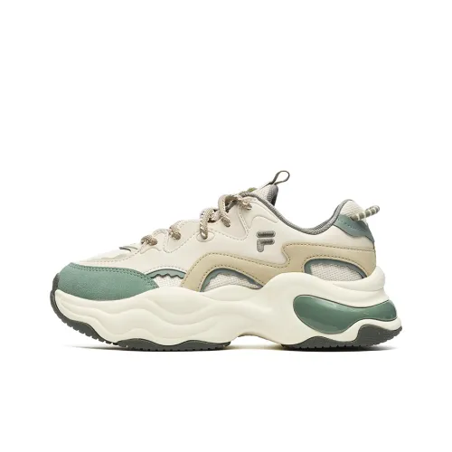 FILA FUSION Пузырьки Пузырьки визуально увеличивает рост устойчивый к истиранию низкий топ кэжуал женский белый зеленый