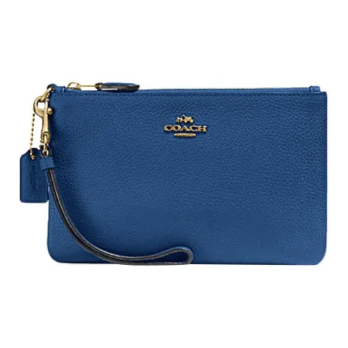 COACH Wristlet Коровья кожа Клатч Запястье Сумка Маленький Женский Синий