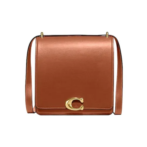 COACH Bandit Коровья кожа Маленькая квадратная сумка Сумка через плечо Женская Коричневый