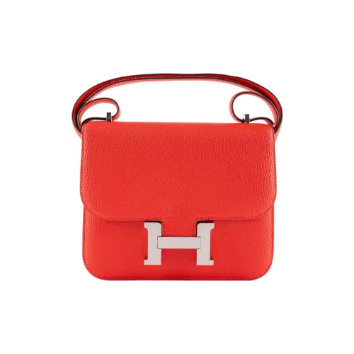HERMES Constance Козья кожа Kangkang Сумка Сумка через плечо Мини Женская 0E Розовый Texas Розовый