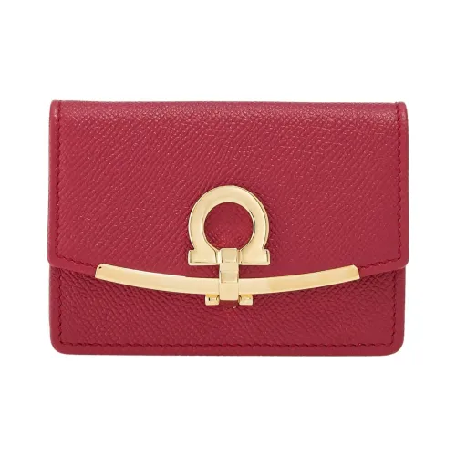 FERRAGAMO GANCINI Корова Кожа Держатель для визиток Женский Бордовый