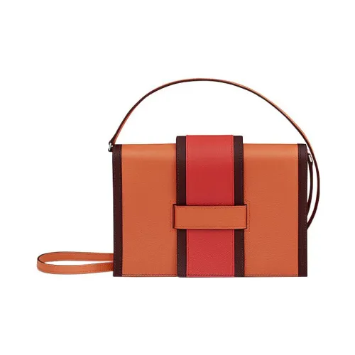 HERMES H Passant Evergrain Телячья кожа с Evercolor Телячья кожа Клатч Женские Red Earth Седло Красный Оранжево-красный