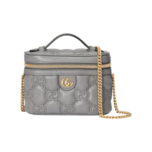 GUCCI GG Matelassé Кожа Ручка Сумка Косметичка Сумка на плечо Сумка Мини Женская Серый