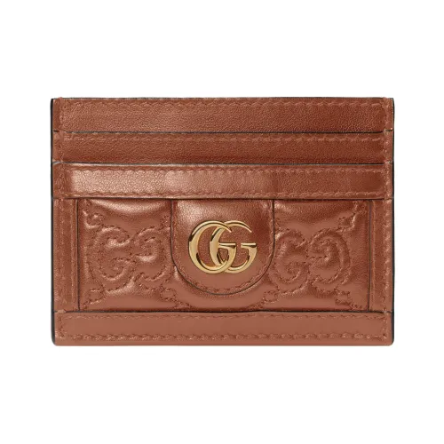 GUCCI GG Matelassé Кожа Клатч Держатель для карт Маленький Женский Светло-коричневый