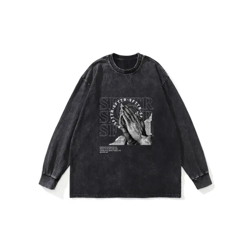 SFTTR Длинный рукав Т-рубашка Унисекс Черный