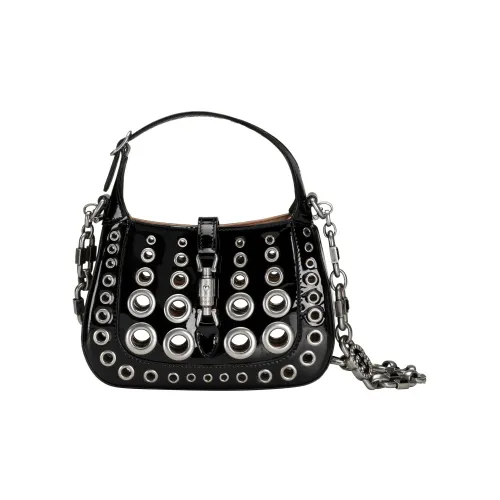 GUCCI Jackie 1961 Лакированная кожа Лунный Сумка на плечо Сумка на плечо Мини Женская Черная