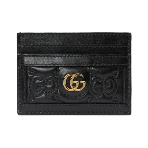 GUCCI GG Matelassé Кожа Клатч Держатель для карт Маленький Женский Черный