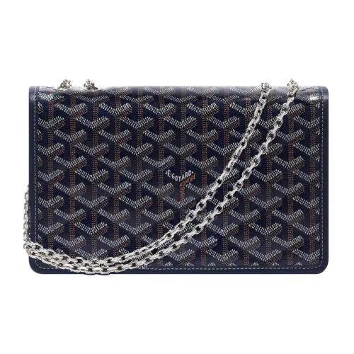 GOYARD Alexandre Iii Canvas Leather Crossbody Bag Women's Navy Blue