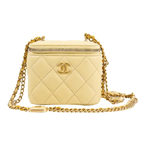 CHANEL Овчина Сумка для коробок Сумка для макияжа Сумка через плечо Маленькая Женская Светло-желтая