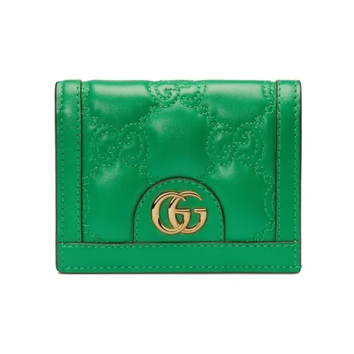 GUCCI GG Matelassé Кожа Клатч Кошелек для карт Маленький Женский Зеленый