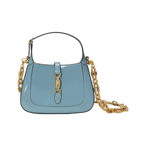 GUCCI Jackie 1961 Лакированная кожа Лунный Сумка на плечо Сумка на плечо Мини Женская Синяя