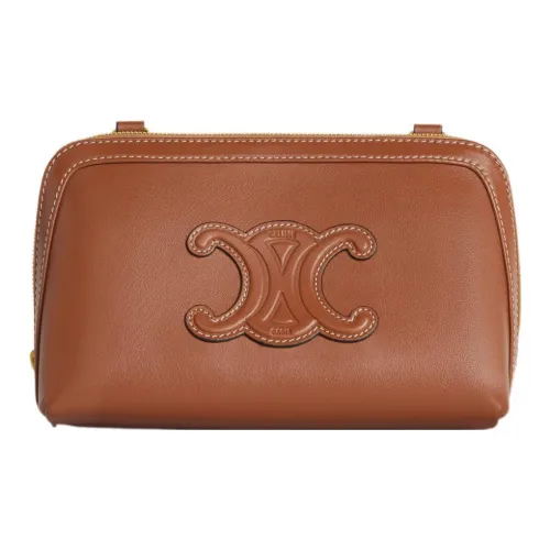 CELINE Triomphe Коровья кожа Ручная сумка через плечо Мини Женская Коричневая