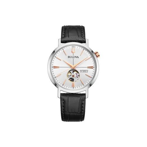 BULOVA Classic Collection Мужские часы Механический механизм Кожаный ремешок 41 мм Серебристый циферблат Часы 98A289