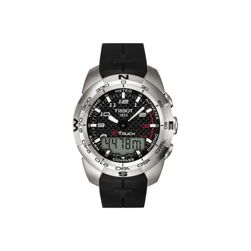 TISSOT Quartz Механизм Мужские часы Черный циферблат Корпус из нержавеющей стали Резиновый ремешок