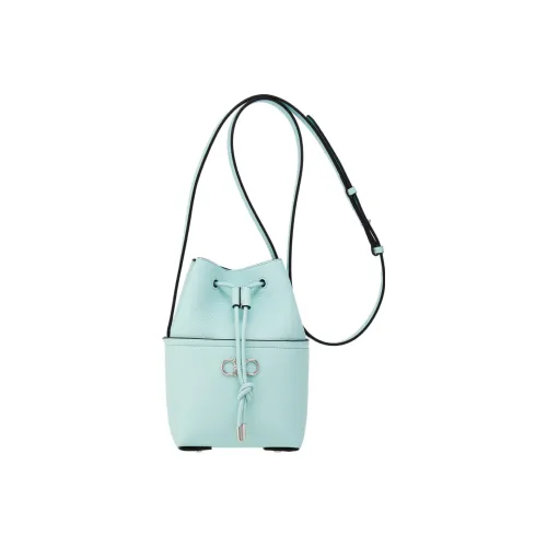 FERRAGAMO GANCINI Корова Кожа Ведрообразная Сумка Сумка через плечо Мини Женская Аква Светло-Зеленый