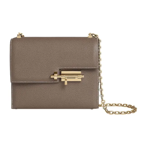 HERMES Verrou Mysore Шевро Verrou Сумка Сумка через плечо Мини Женская 18 этуп слоново-серый