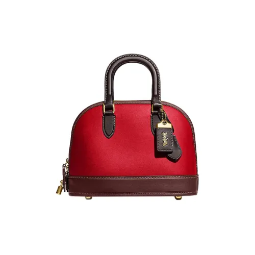 COACH Revel Коровья кожа Сумка через плечо Сумка среднего размера Женская Красно-коричневая Многоцветная