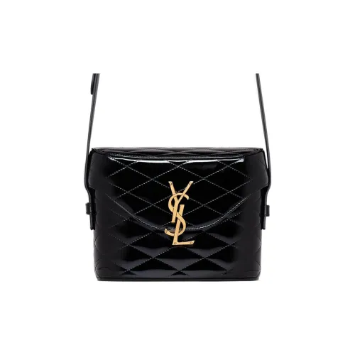 SAINT LAURENT Июнь Лоскутное шитье Лакированная кожа Телячья кожа Сумка через плечо Женская Черная