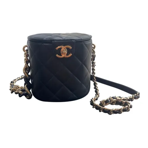 Chanel Рифленая ткань Кожа Цепь Плечевой ремень с Зеркальцем Сумка через плечо Маленькая Женская Черная