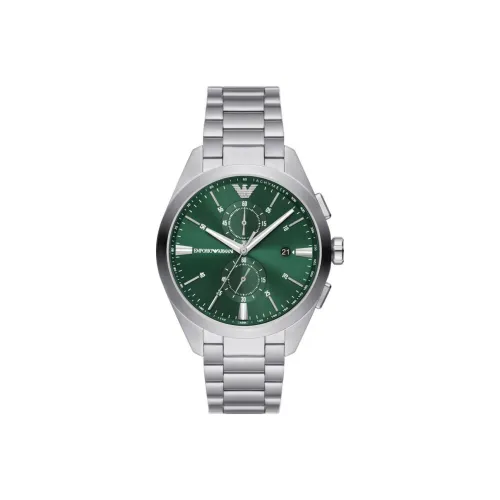 EMPORIO ARMANI Часы Кварцевый механизм Нержавеющая сталь Ремешок 43 мм Зеленый циферблат Мужской