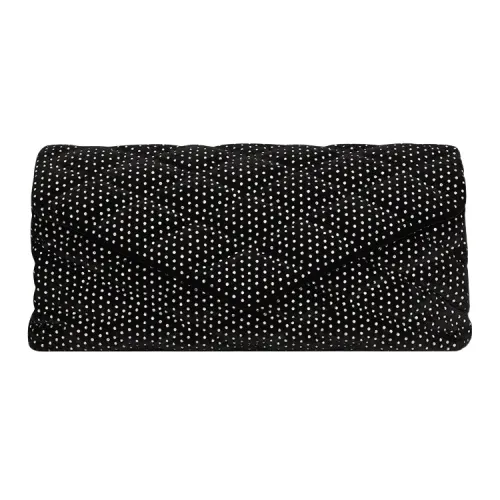 SAINT LAURENT Лоскутное шитье Ткань с Овчина Клатч Большой Женские Черный