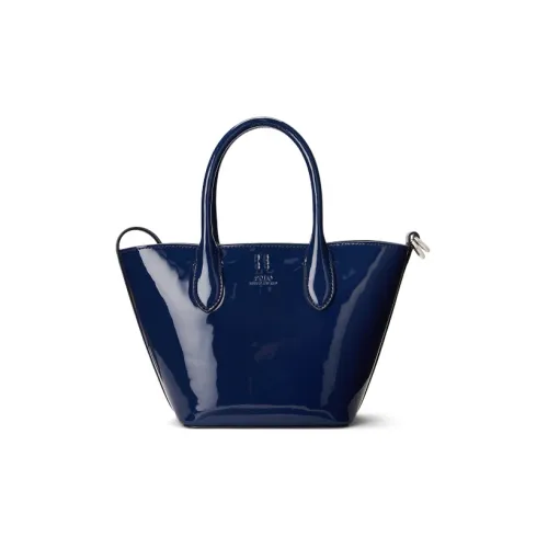 Polo Ralph Lauren Коровья кожа Тоут Сумка Сумка для покупок Сумка через плечо Сумка Маленькая Женская Темно-синяя