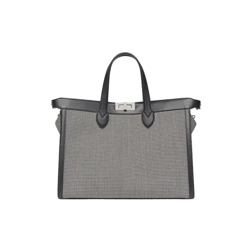 FENDI Peekaboo ISeeU Forty8 Сумка через плечо из ткани с коровьей кожей мужская черная