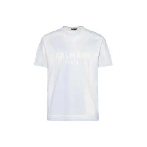 BALMAIN Белый Синий Мужская T-Рубашка