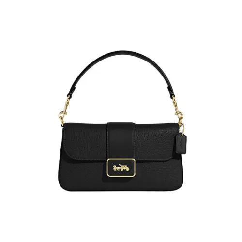 COACH Grace Коровья кожа Спилок коровьей кожи Портативная Сумка через плечо Сумка через плечо Мини Женская Черная