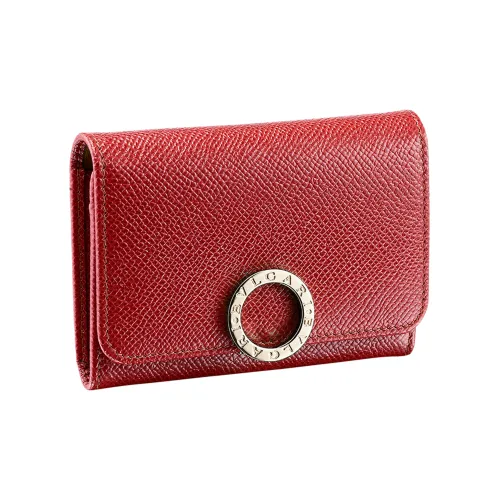 BVLGARI Телячья кожа Держатель для визиток Женские Красный