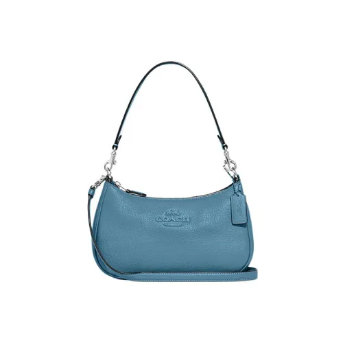 COACH Teri GRAIN LEATHER Сумка через плечо Портативная Сумка через плечо Женская Тихоокеанский Синий