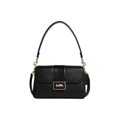 COACH Grace Кожа Маленькая Сумка Переносная Сумка через плечо Сумка на плечо Средний Женская Черная