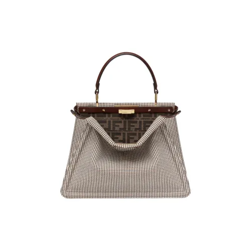 FENDI Peekaboo ISeeU Сумка через плечо сумка среднего размера женская бежевая кожа коровы детали