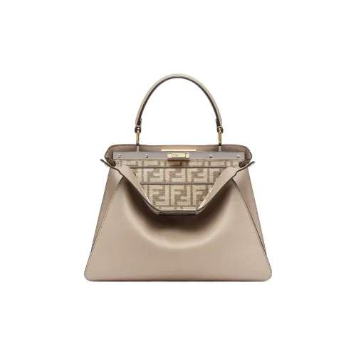 FENDI Peekaboo ISeeU Сумка через плечо из коровьей кожи средний размер женская цвет голубино-серый