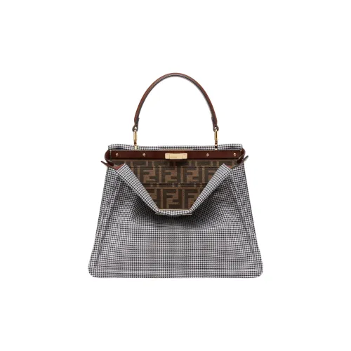 FENDI Peekaboo ISeeU Сумка через плечо сумка среднего размера женская серый цвет ткань с коровьей кожей