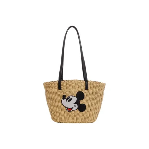 Disney Raffia Paper Rotan Tote Bag Shopping Bag Shoulder Bag Large Women's Black