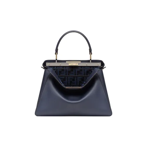 FENDI Peekaboo ISeeU Коровья кожа кожа сумка через плечо сумка среднего размера женская темно-синий