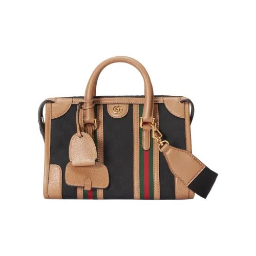 Gucci Canvas с кожаными вставками комбинированная дорожная сумка сумка через плечо сумка маленькая женская коричневый черный