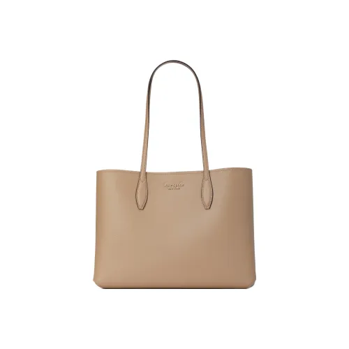 Kate Spade Крестообразная текстура Спилок коровьей кожи Тоут Сумка Сумка для покупок Сумка Сумка через плечо Большая Женская Бежевая Умбра