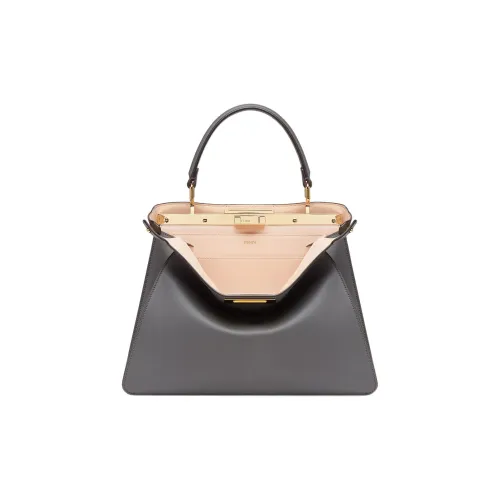 FENDI Peekaboo ISeeU Телячья кожа Сумка через плечо Сумка среднего размера Женская Темно-серый