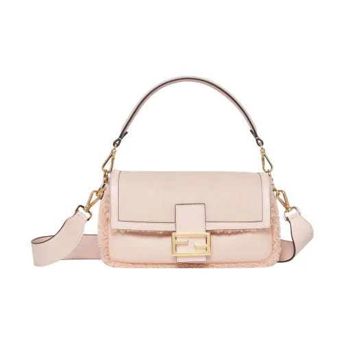 FENDI Baguette Овечья кожа с овечьей шерстью Портативная сумка через плечо сумка на плечо Женская Светло-розовая Красная