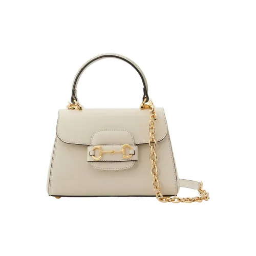 GUCCI Horsebit 1955 Кожа Сумка через плечо Сумка Мини Женская Белая