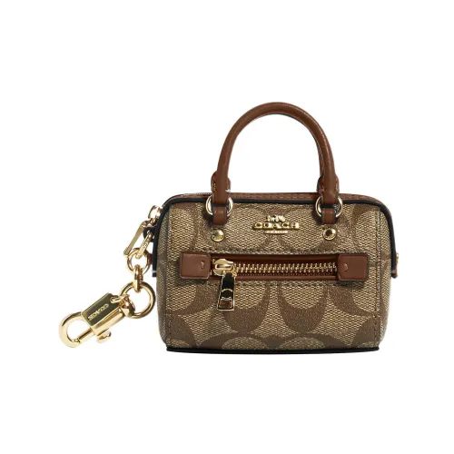COACH Canvas с гладкой кожей брелок для сумки мерч женский хаки и седло
