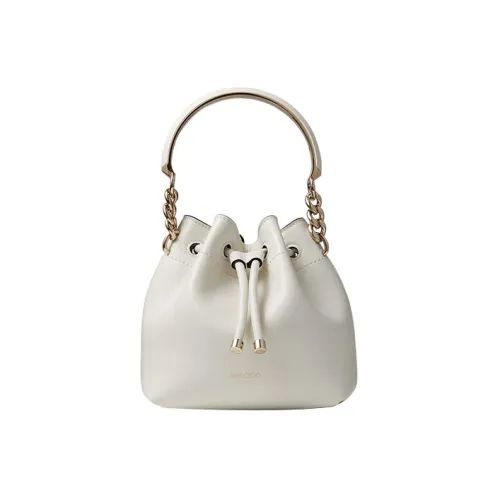 Jimmy Choo Блестящая Телячья Кожа Ведрообразная Сумка Сумка через плечо Маленькая Сумка Женская Белая