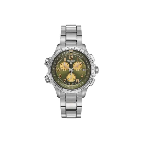HAMILTON Khaki Field Series Кварцевый механизм Мужские часы Циферблат 46 мм Зеленый
